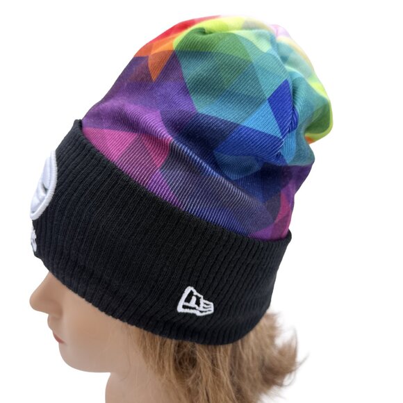 NEW ERA Packers Crucial Catch Rainbow Beanie Knit NFL Fleece Lined Cure Cancer - Picture 3 of 11